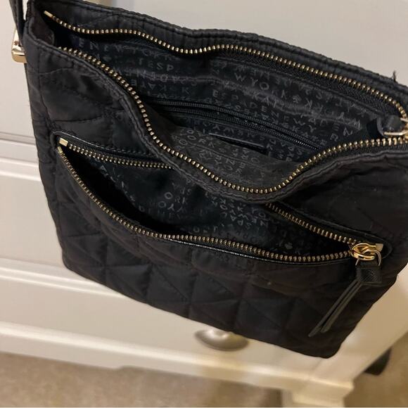 Kate Spade Black Quilted Crossbody Bag with Gold Zippers Long Strap - Picture 7 of 10